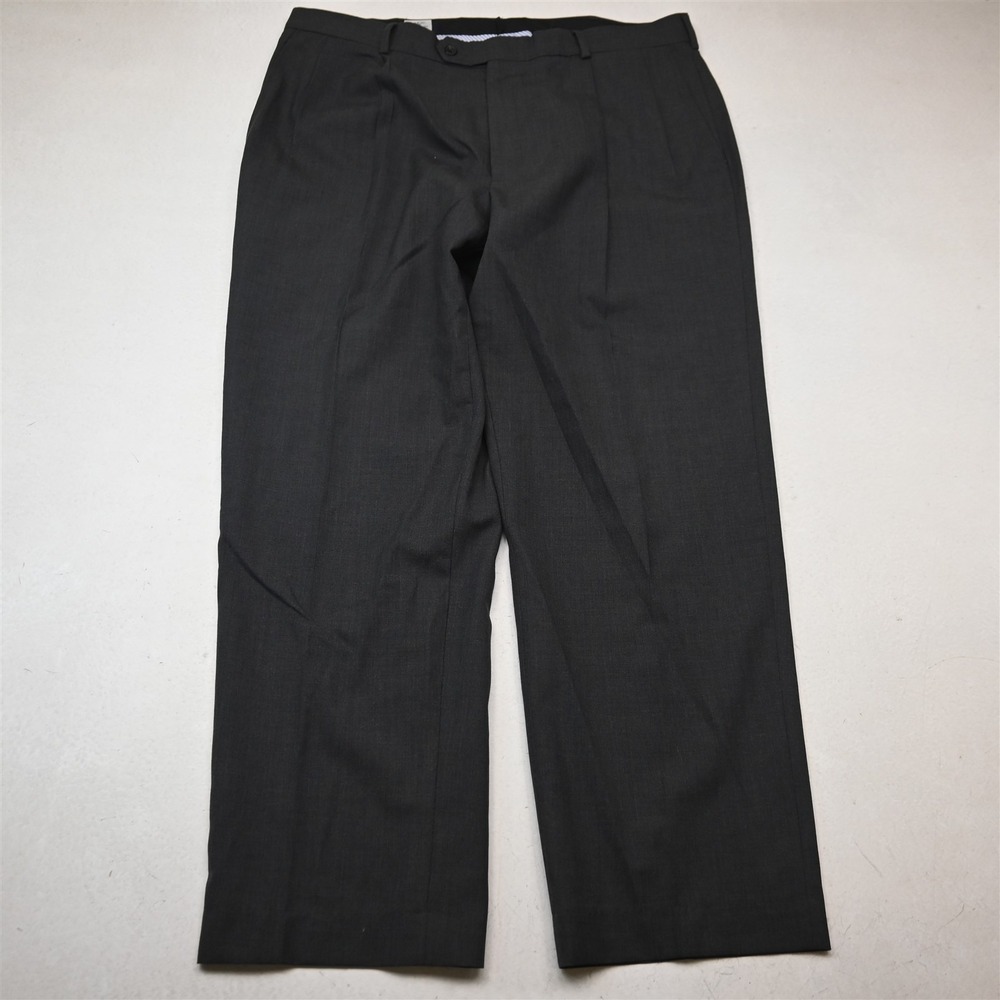Lands End 38x30 Gray 100% Wool Traditional Pleated Classic Dress Mens Pants
